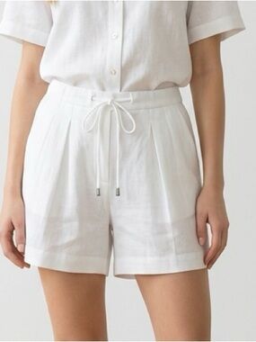 NWOT Lauren Ralph Lauren White Pleated Drawstring Shorts Size M